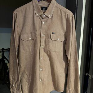 OBEY PROPAGANDA Beige / tan Button Up Long Sleeve Shirt Men's Large